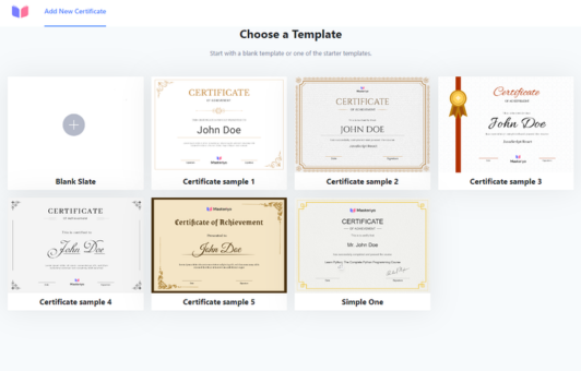 Choose Certificates Template