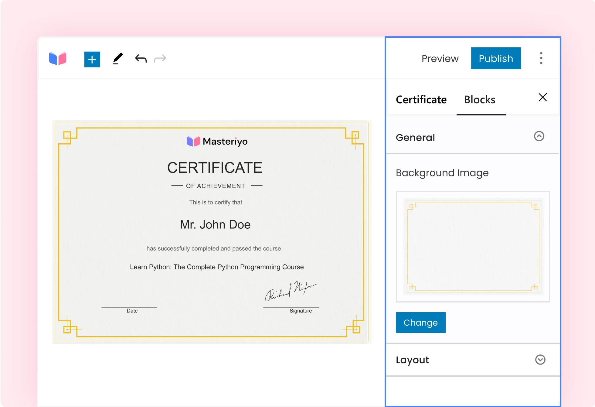 Build Certificates with Block Editor